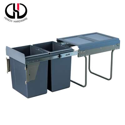 Handle design easy to clean and care trash can built in storage square plastic trash can in cabinet